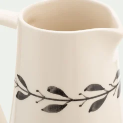 Pichet motif floral en faïence 1L - blanc