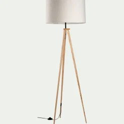 Pied de lampadaire en métal effet bois - naturel H134,50cm