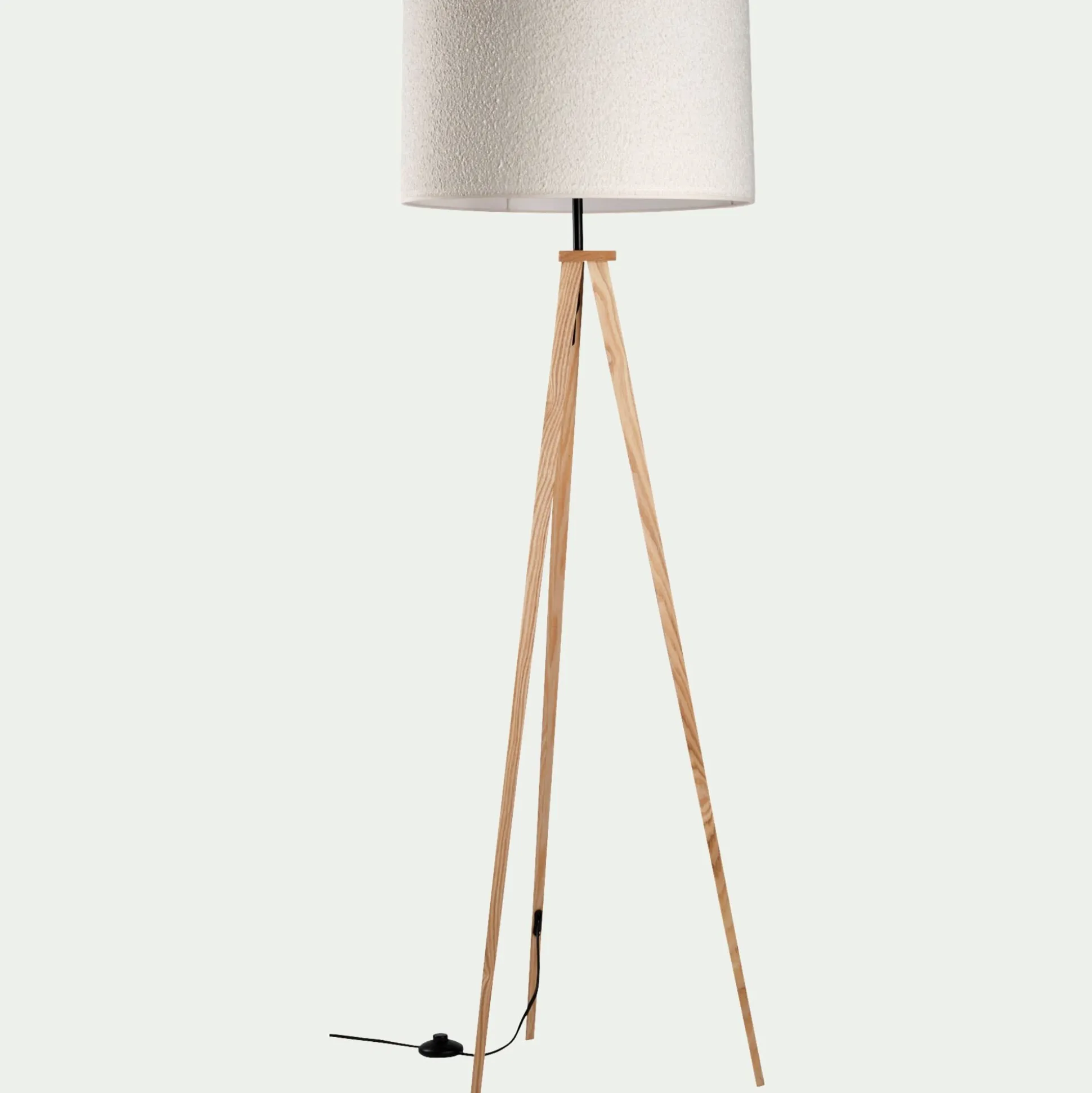 Pied de lampadaire en métal effet bois - naturel H134,50cm