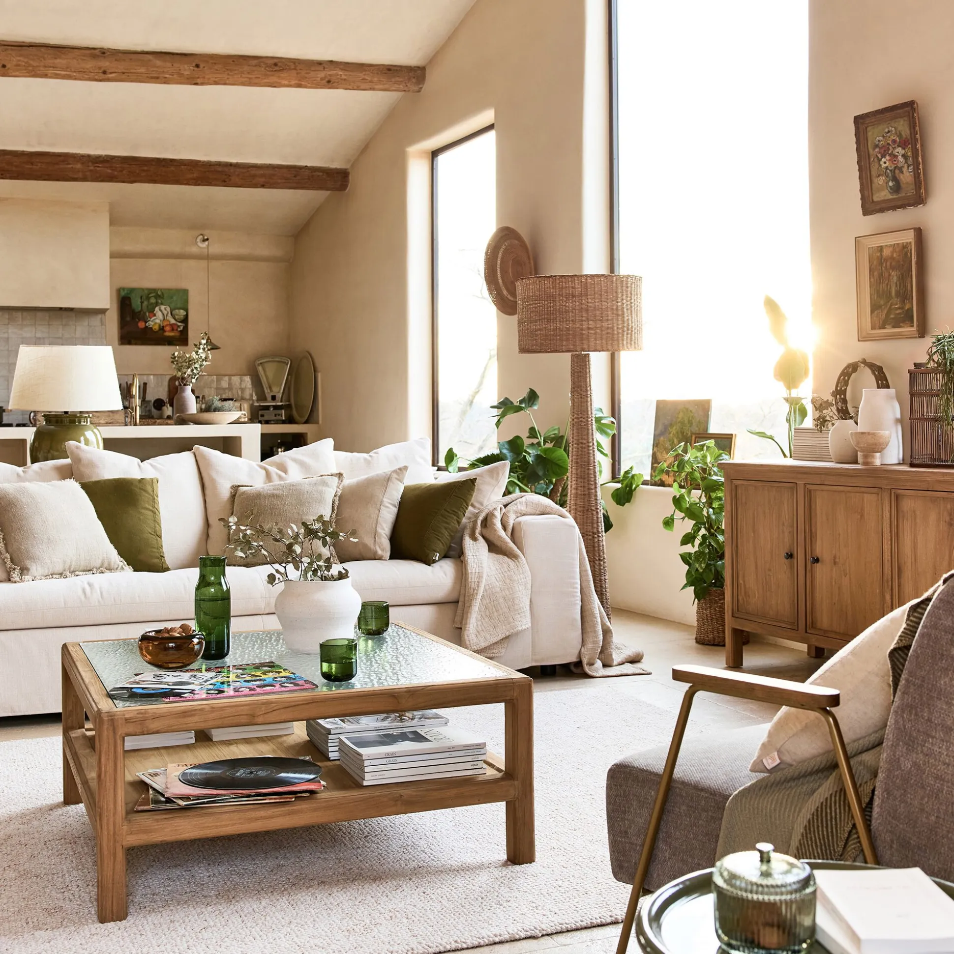Pied de lampadaire en rotin H131cm - naturel