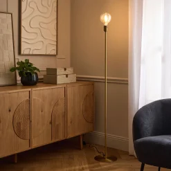 Pied de lampadaire électrifié en acier - doré H146cm