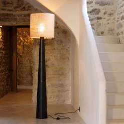 Pied de lampadaire électrifié en aluminium H162cm - noir