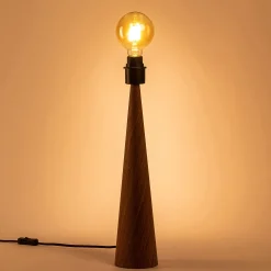 Pied de lampe en métal - effet bois foncé H51,5cm
