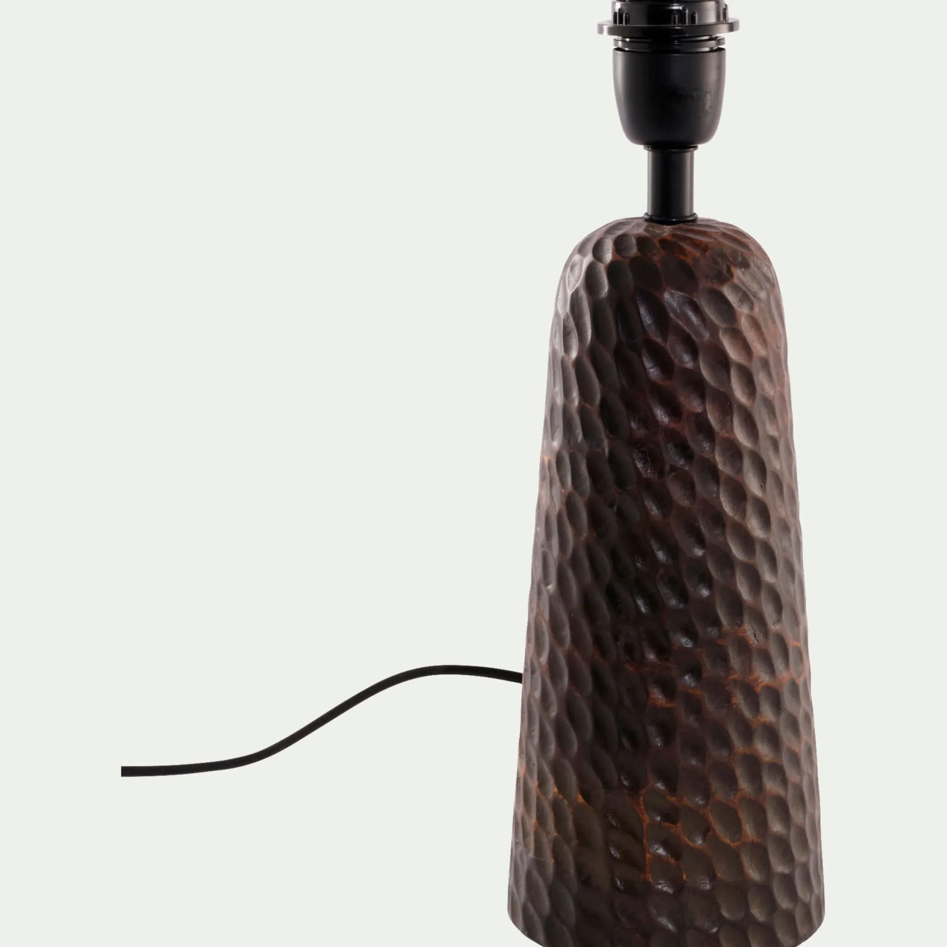 Pied de lampe électrifié en bois de manguier H40cm - marron foncé