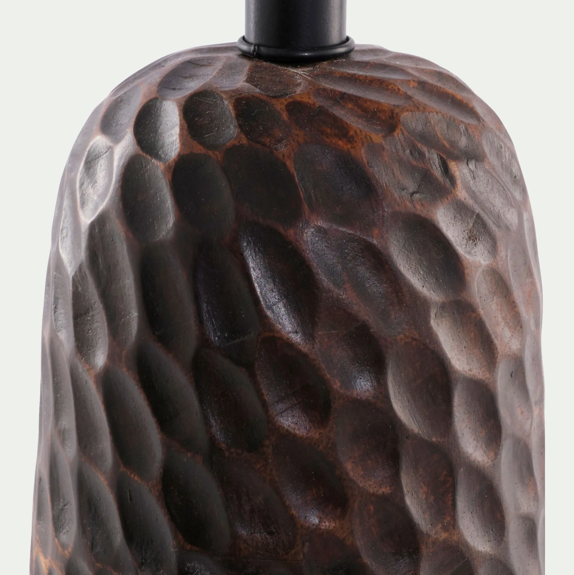 Pied de lampe électrifié en bois de manguier H40cm - marron foncé