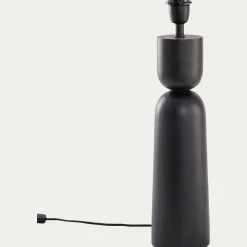 Pied de lampe électrifié en bois de manguier H55cm - noir