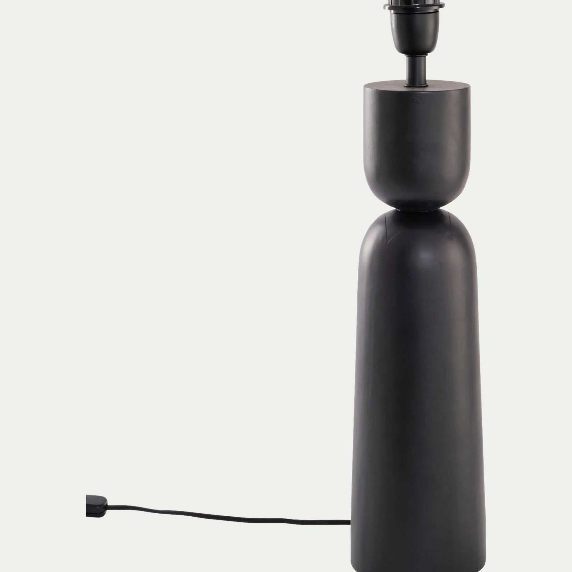 Pied de lampe électrifié en bois de manguier H55cm - noir