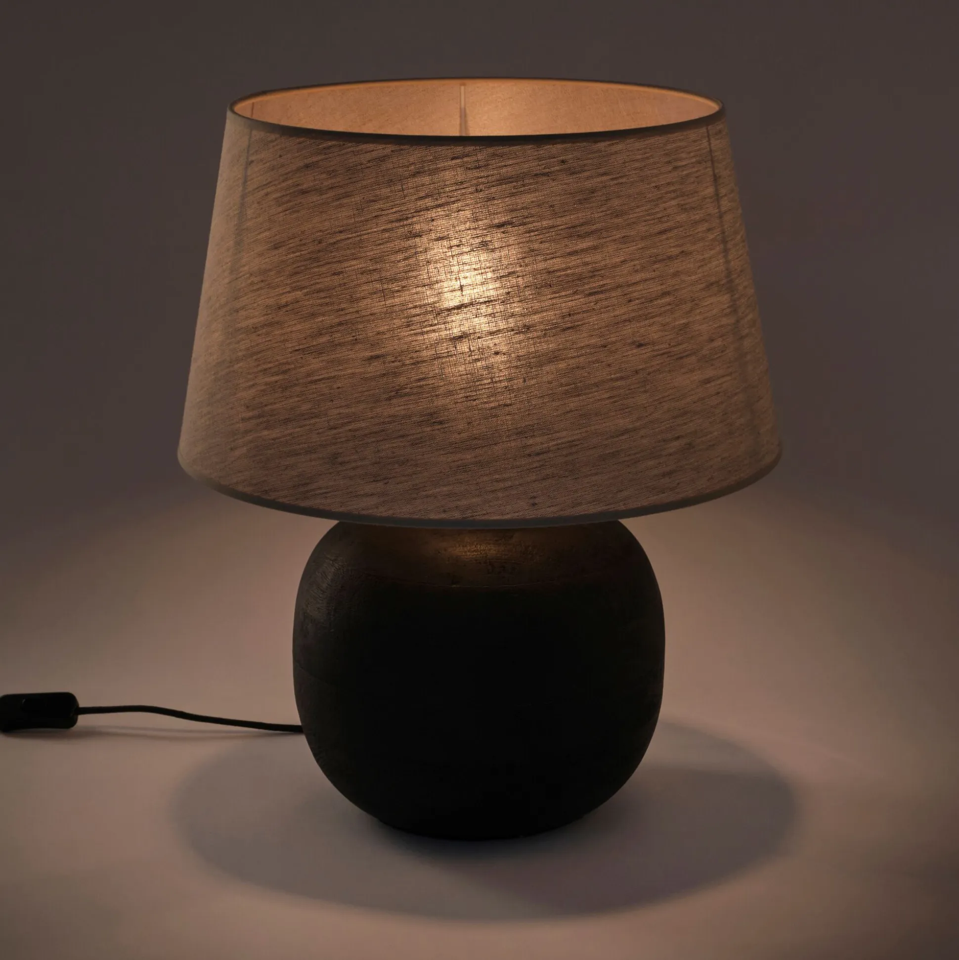Pied de lampe électrifié en bois de manguier H30cm - noir