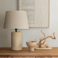Pied de lampe électrifié en fibre de verre D14cm - beige
