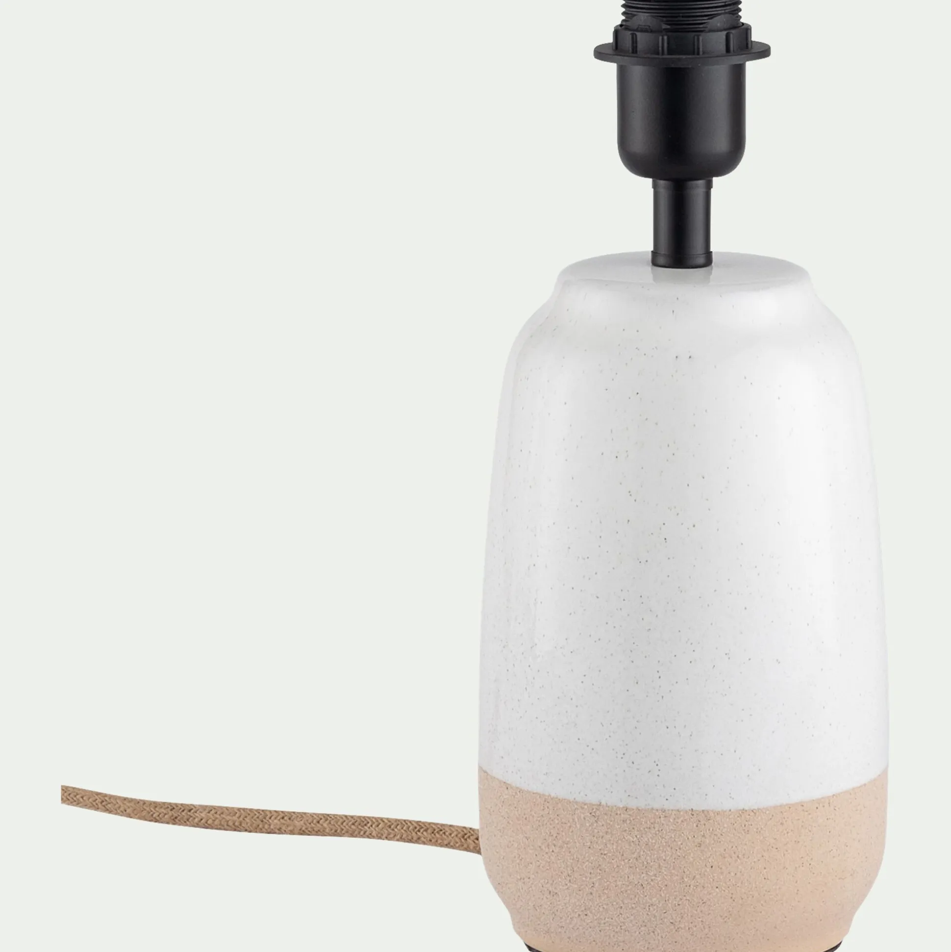 Pied de lampe électrifié en grès D13cm - blanc