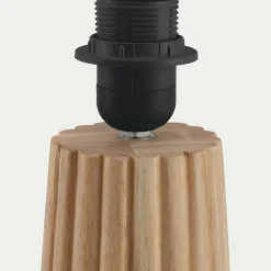 Pied de lampe électrifié en hévéa H38cm - bois clair