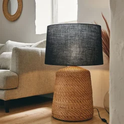 Pied de lampe électrifié en rotin H57cm - naturel