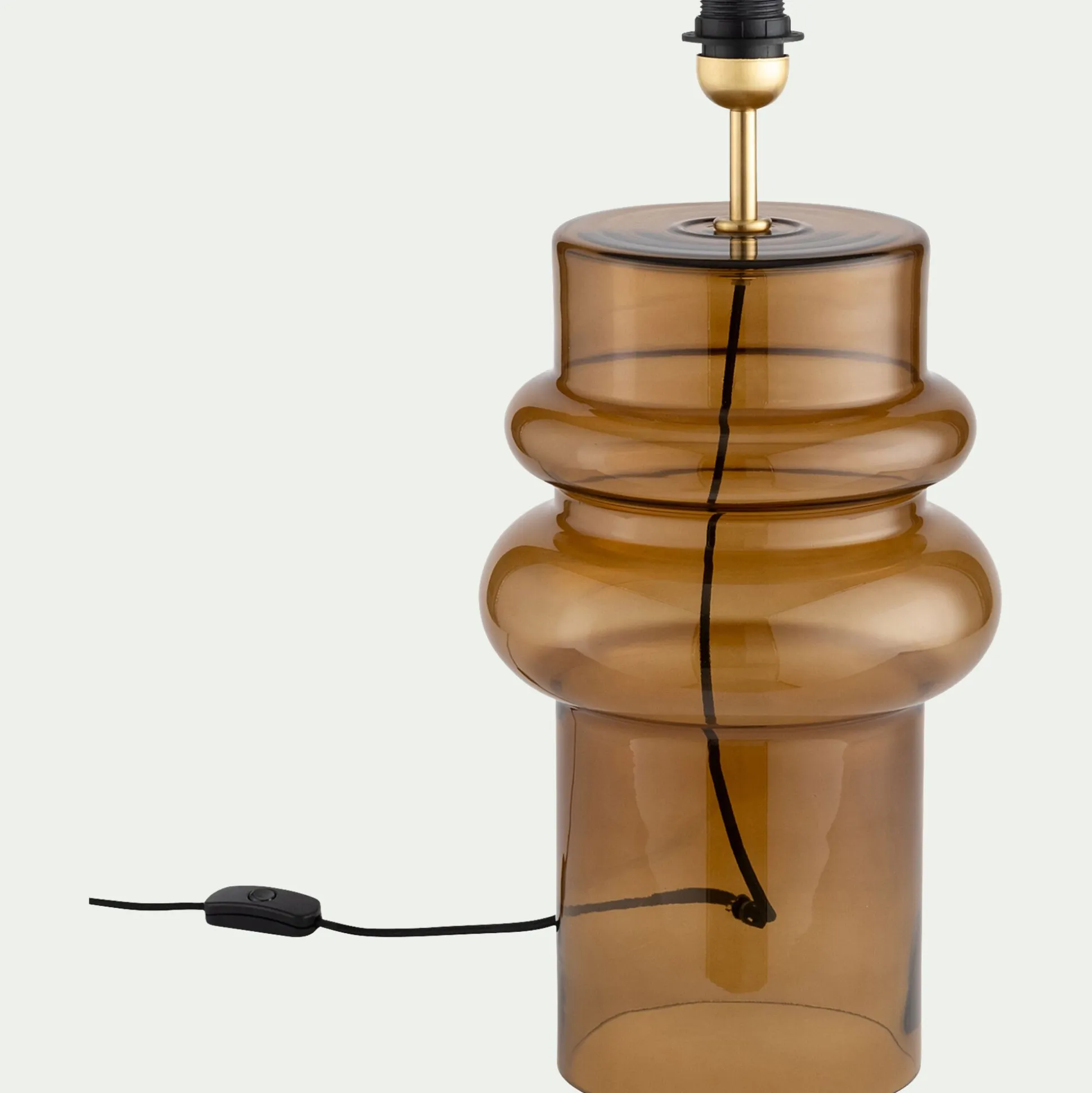 Pied de lampe électrifié en verre H52cm - marron ambré