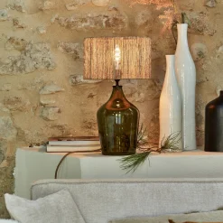 Pied de lampe électrifié en verre H40cm - vert