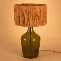 Pied de lampe électrifié en verre H40cm - vert