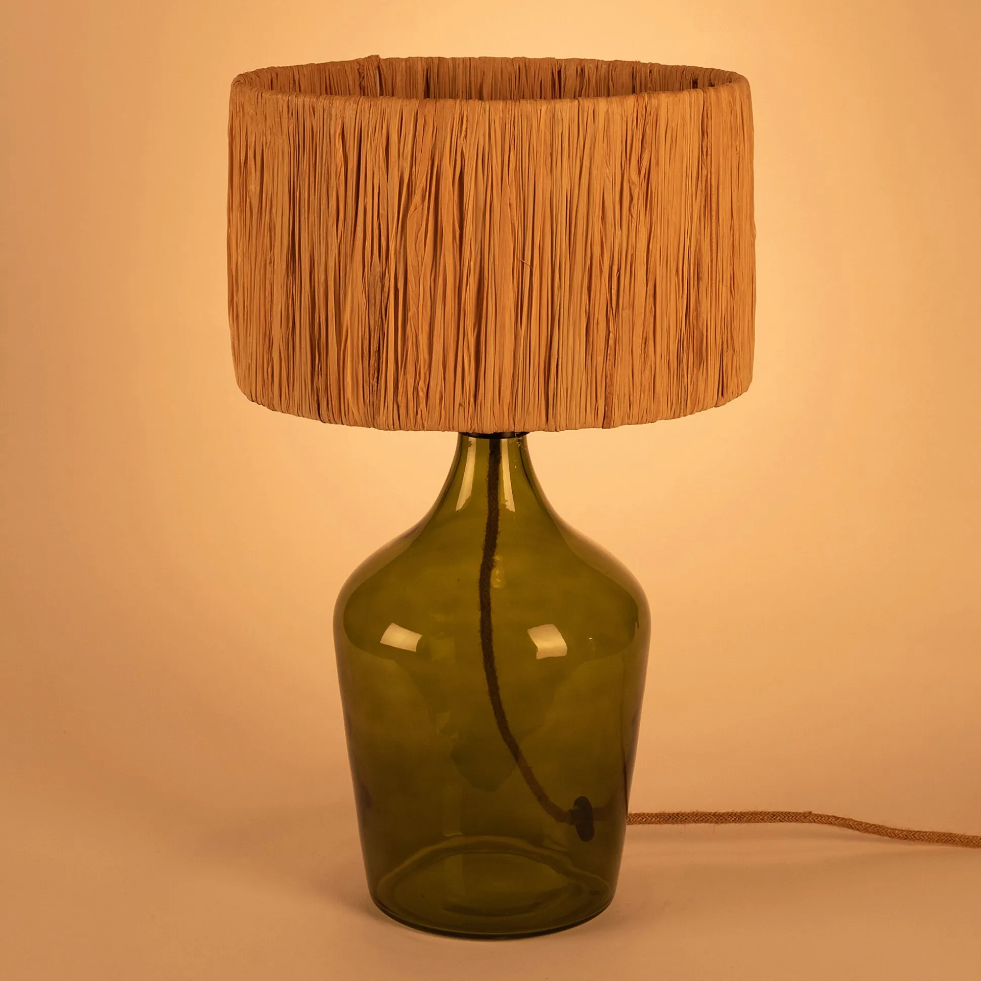 Pied de lampe électrifié en verre H40cm - vert
