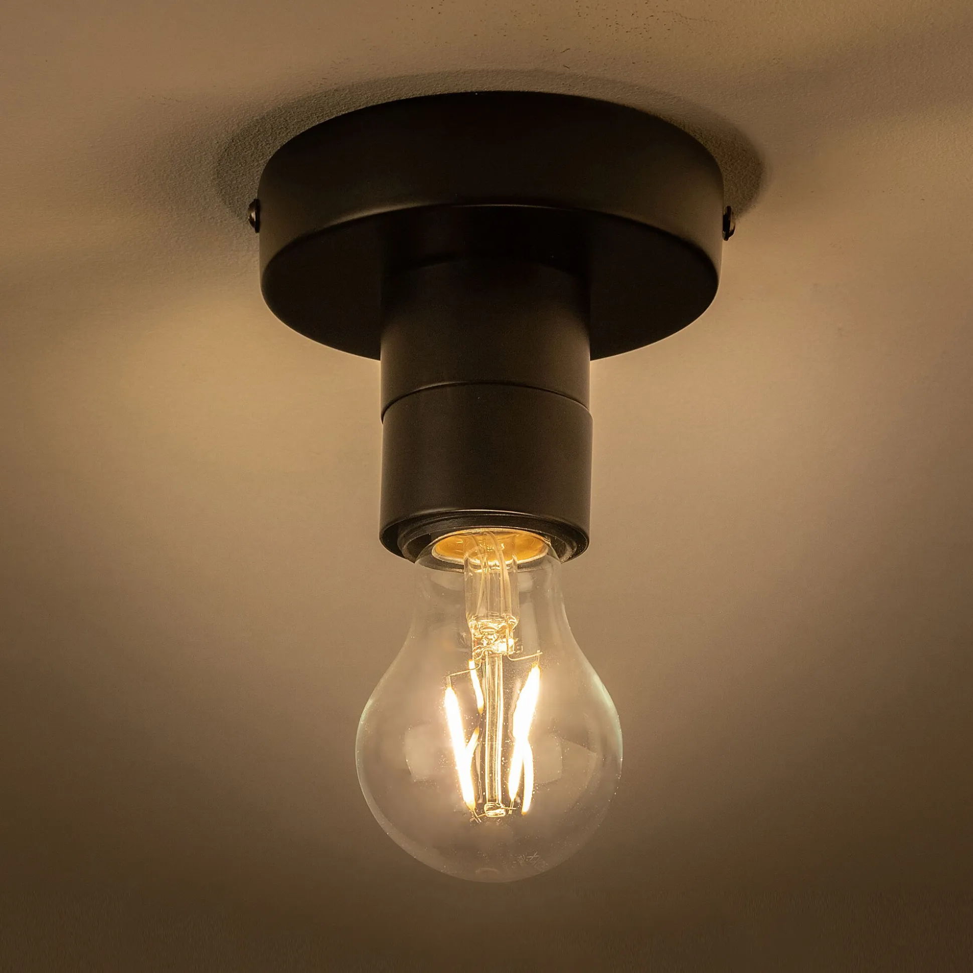 Plafonnier électrifié en métal D10cm - noir