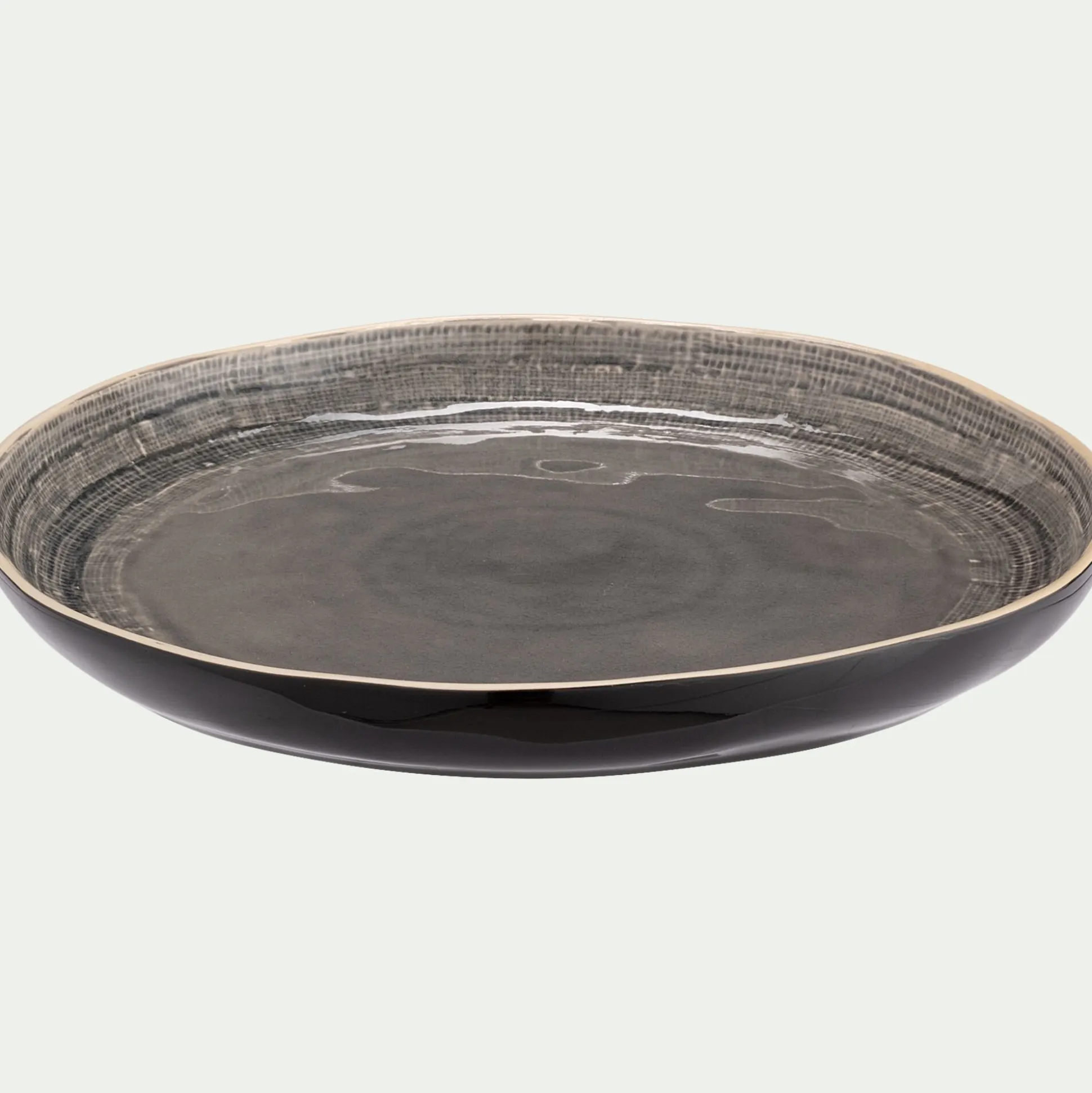 Plat de présentation en grès D34,2cm - bleu