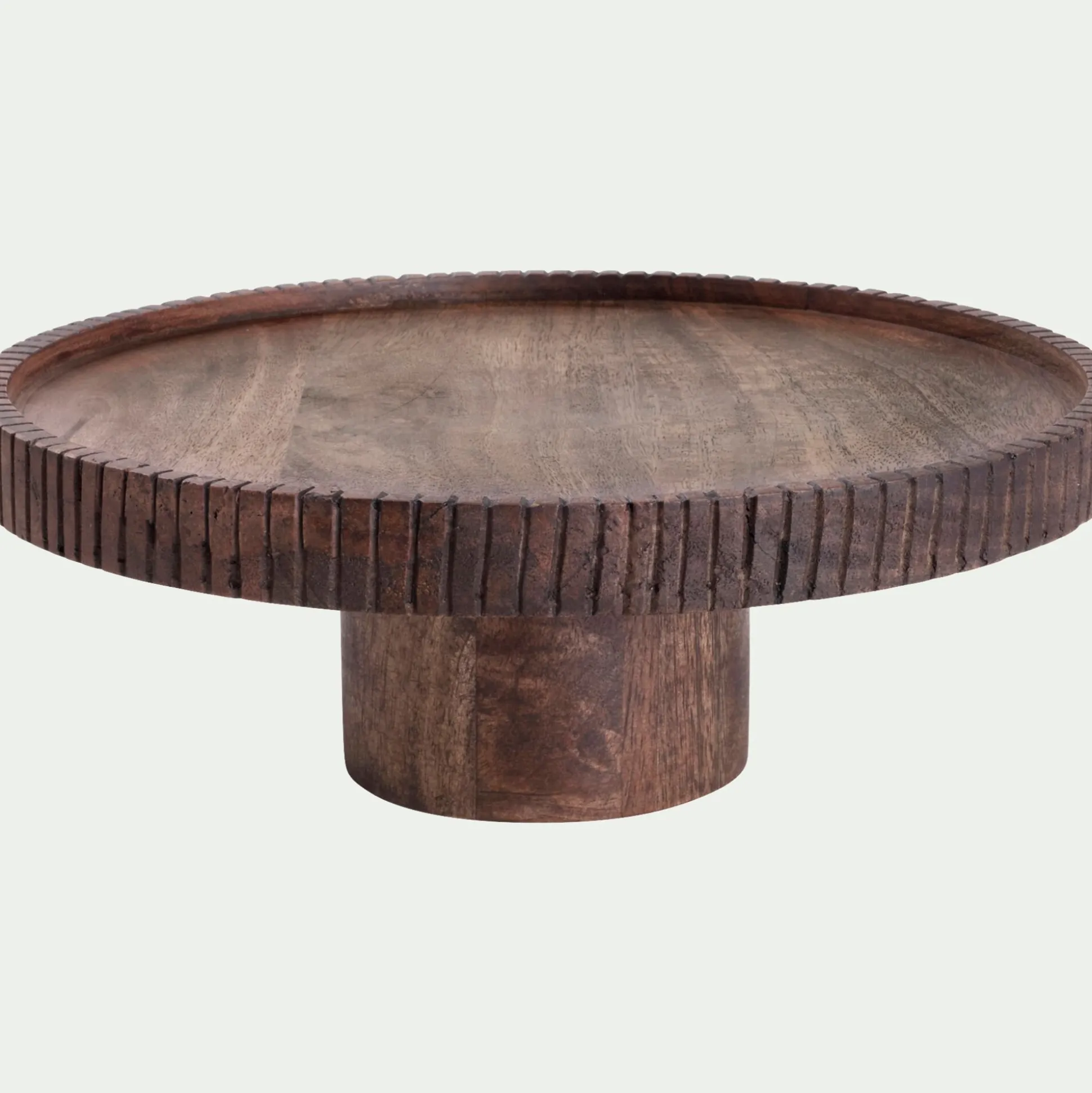 Plat de présentation sur pied en bois de manguier D32cm - naturel