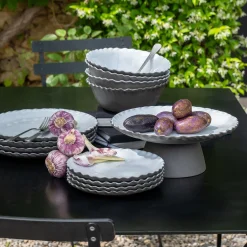 Plat de présentation sur pied en grès D28cm - noir