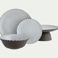 Plat de présentation sur pied en grès D28cm - noir