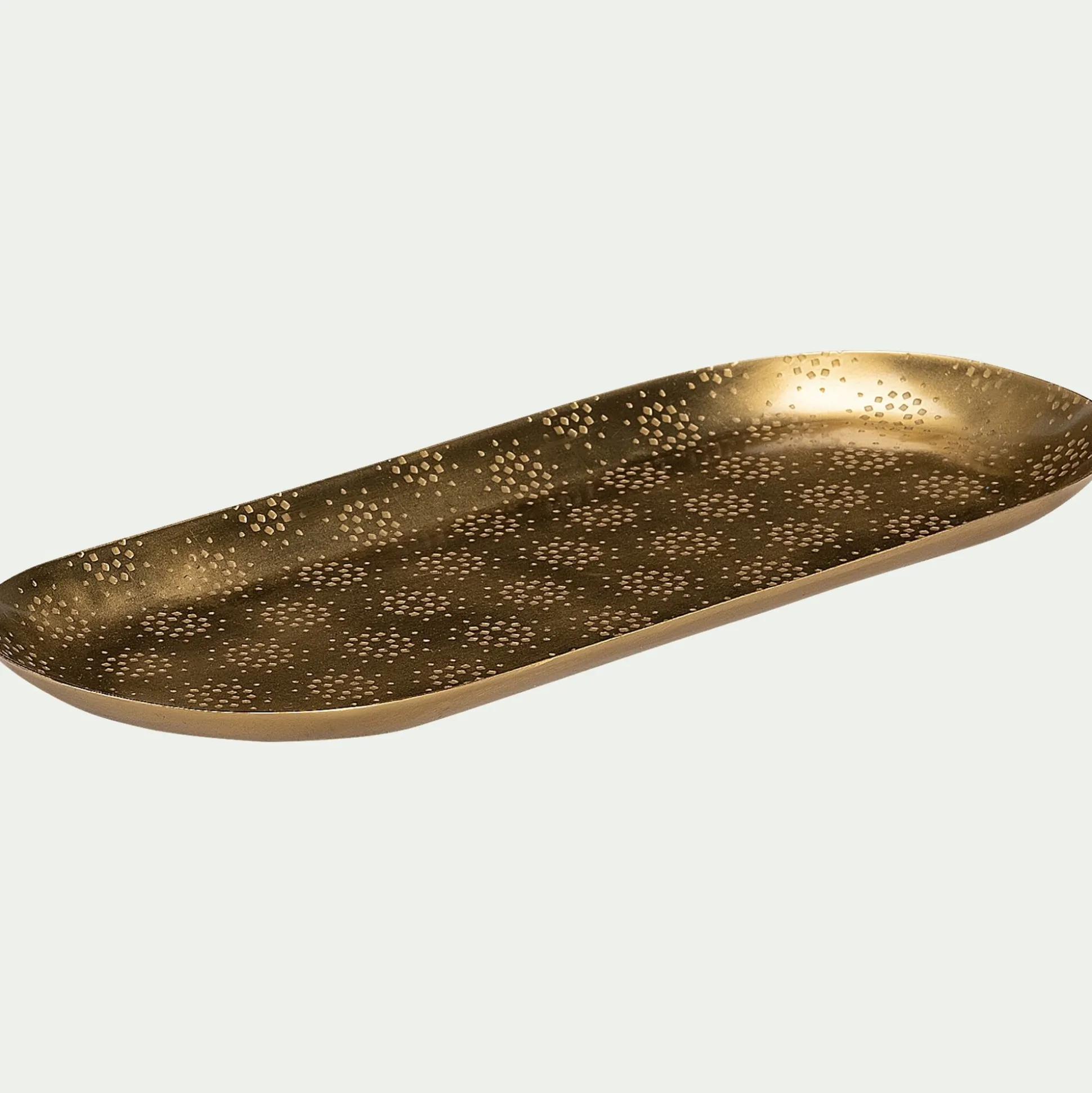 Plateau décoratif ovale en fer L24cm - cuivré