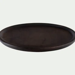 Plateau décoratif rond en bois de manguier D20,5cm - bois foncé
