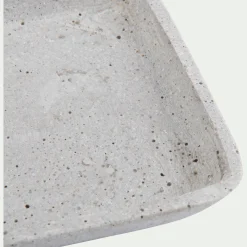 Plateau rectangulaire effet béton en polystone - gris 13,5x36cm