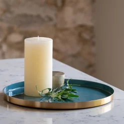 Plateau rond en fer D29,5cm - bleu