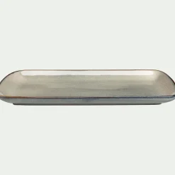Plat en grès émail réactif L35cm - vert olivier