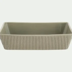 Plat à four individuel en grès strié L31cm - vert