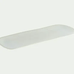 Plat ovale en grès avec liseré beige L31cm - blanc ventoux