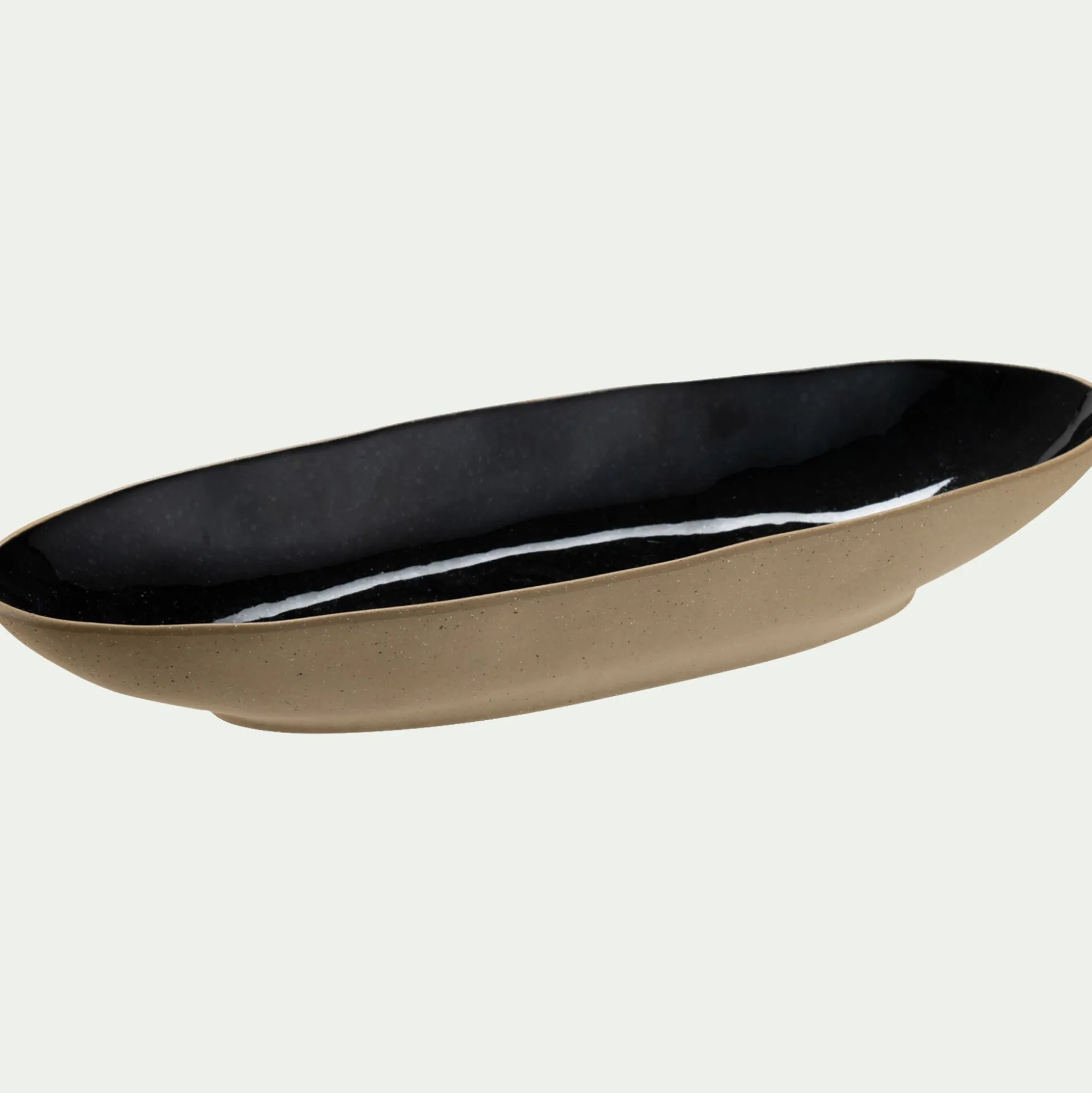 Plat ovale en grès recyclé L33cm - noir
