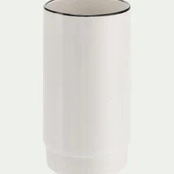 Porte brosse à dent en grès - blanc H11,4cm
