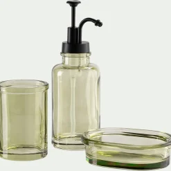 Porte brosse à dent en verre - vert garrigue