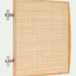 Porte en chêne et raphia avec fond - bois clair