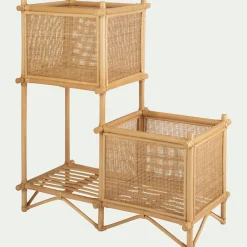 Porte-plante double sellette en rotin - naturel