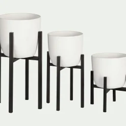 Porte-plante en métal noir H35xD20,5cm
