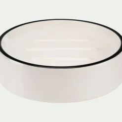 Porte savon rond en grès - blanc D12cm