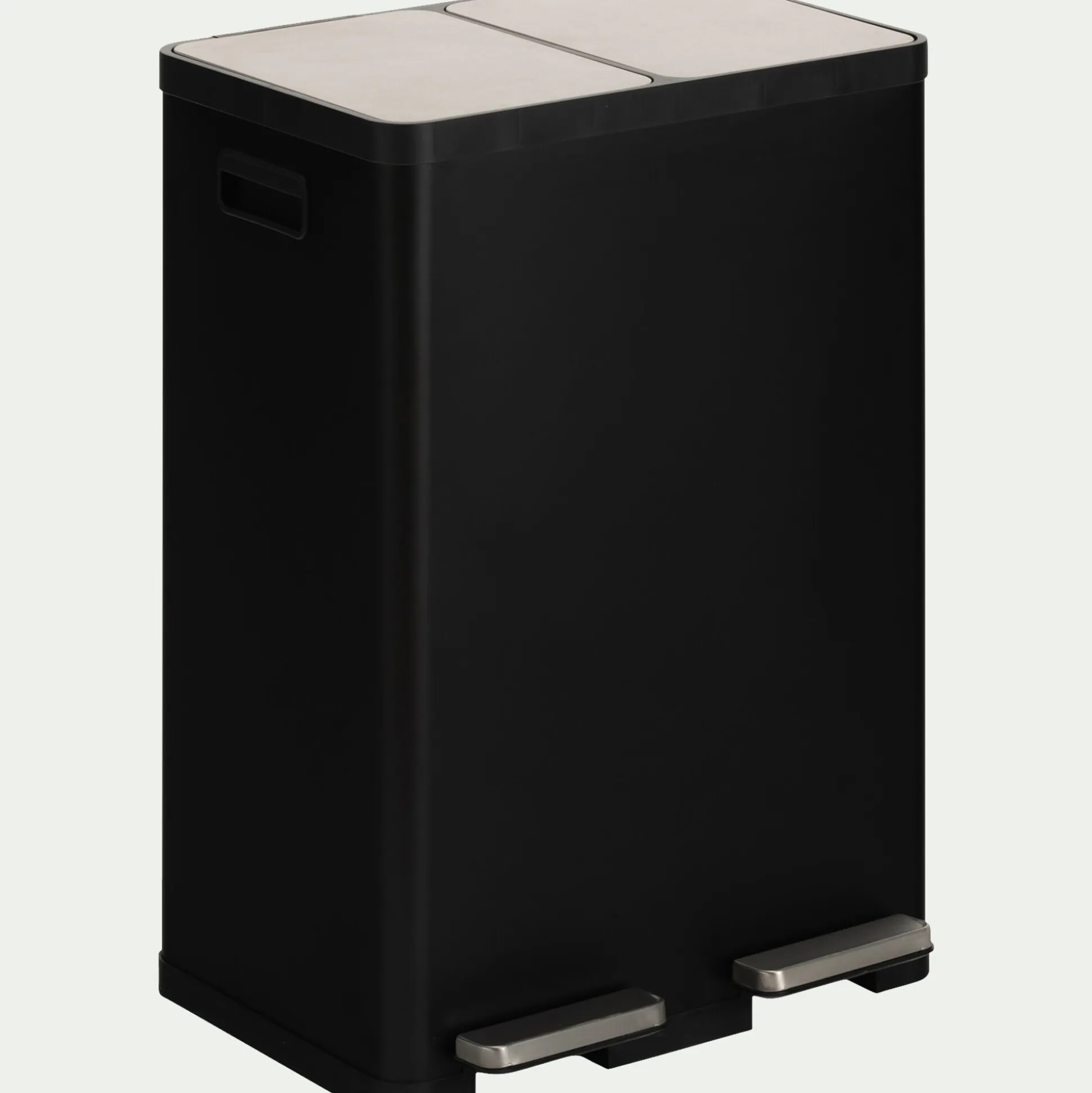 Poubelle de tri double en plastique 2x30L - noir