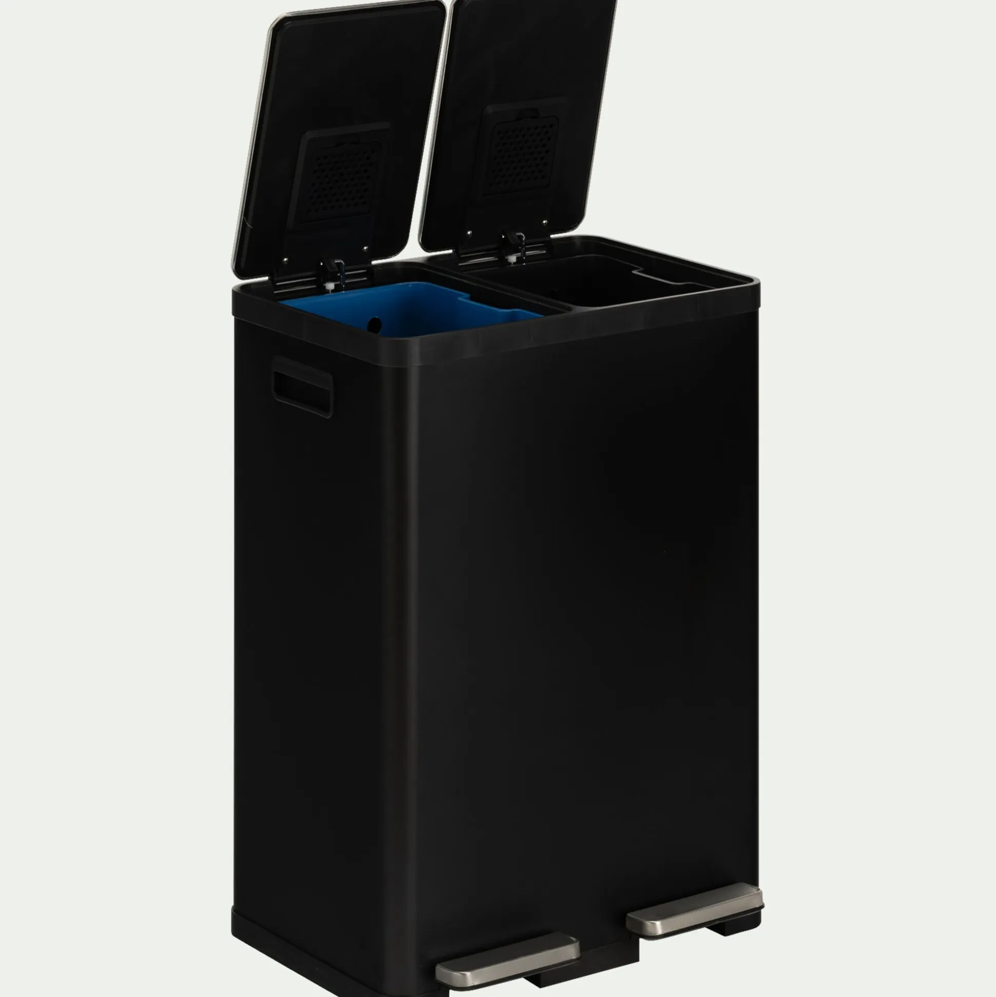 Poubelle de tri double en plastique 2x30L - noir