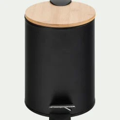 Poubelle en métal et bambou 2,5L - noir