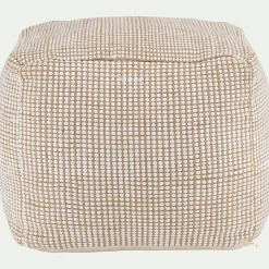 Pouf carré en coton et jute - naturel L45xl45xH40cm