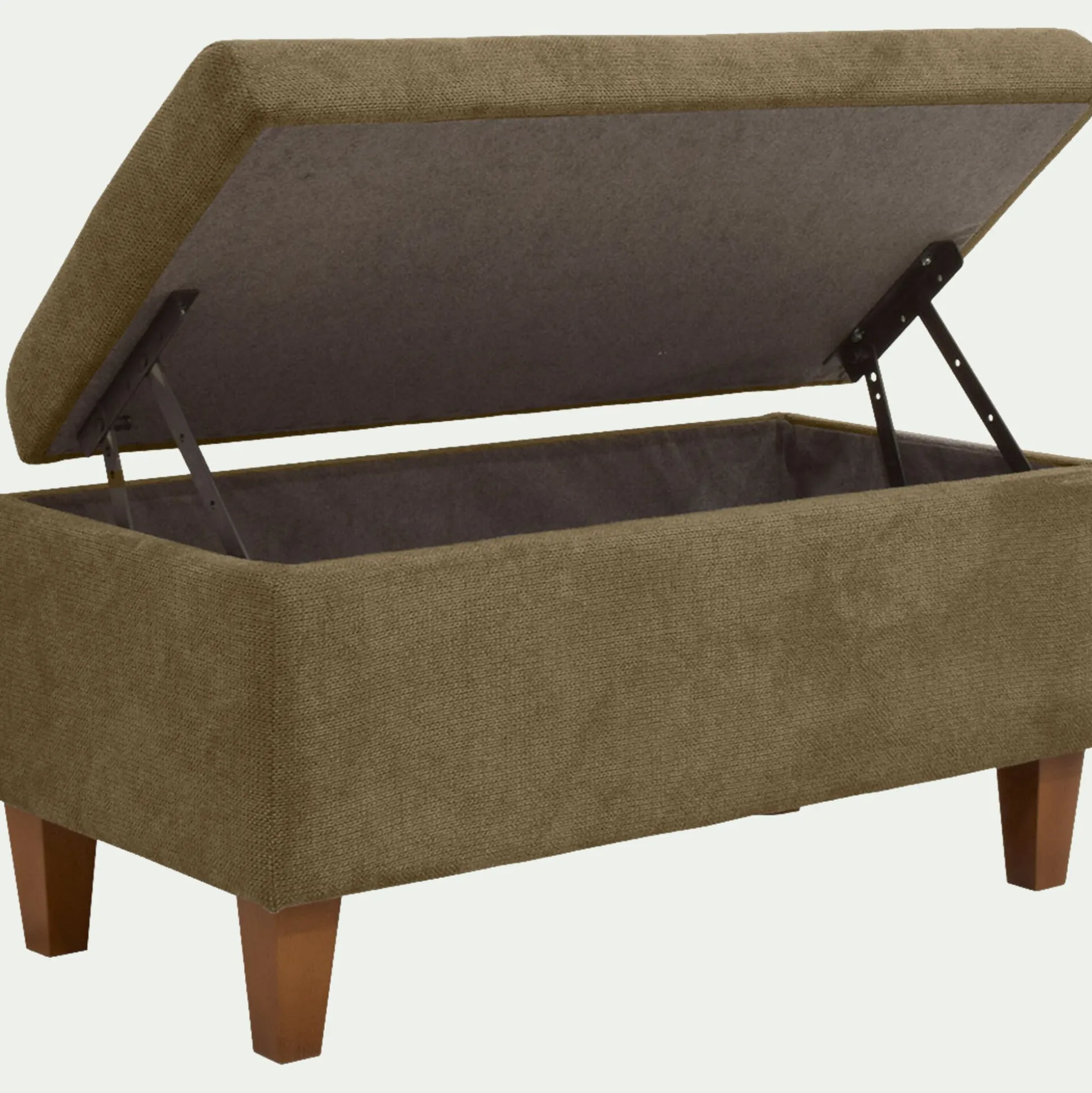 Pouf en tissu avec coffre - vert cèdre
