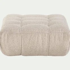 Pouf en tissu bouclette - blanc écru