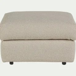 Pouf en tissu bouclette - blanc écru