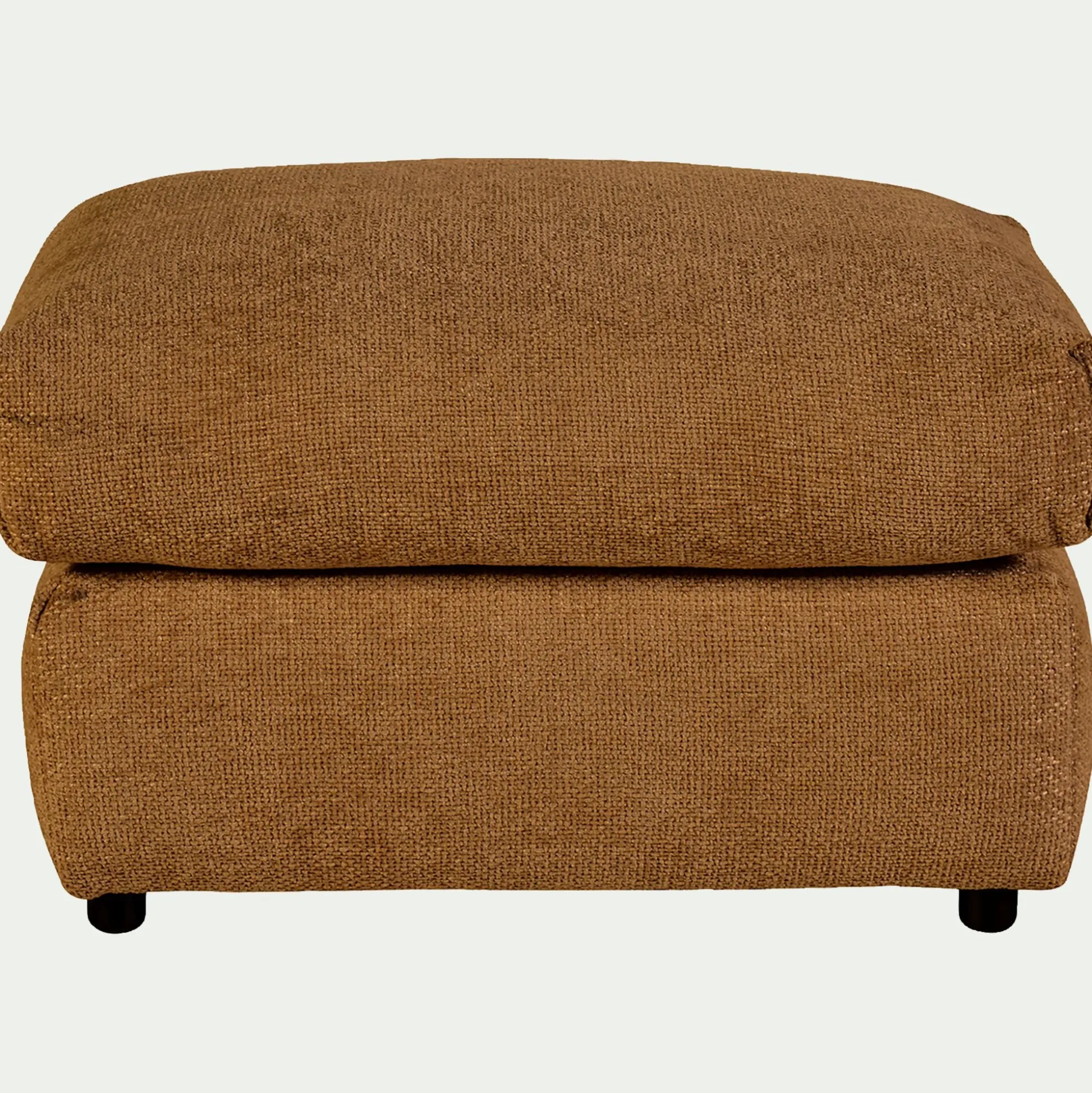 Pouf en tissu chenille - jaune argan