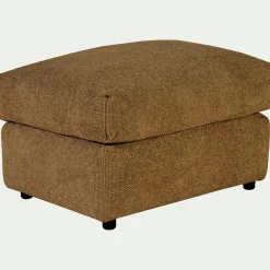Pouf en tissu chenille - jaune argan