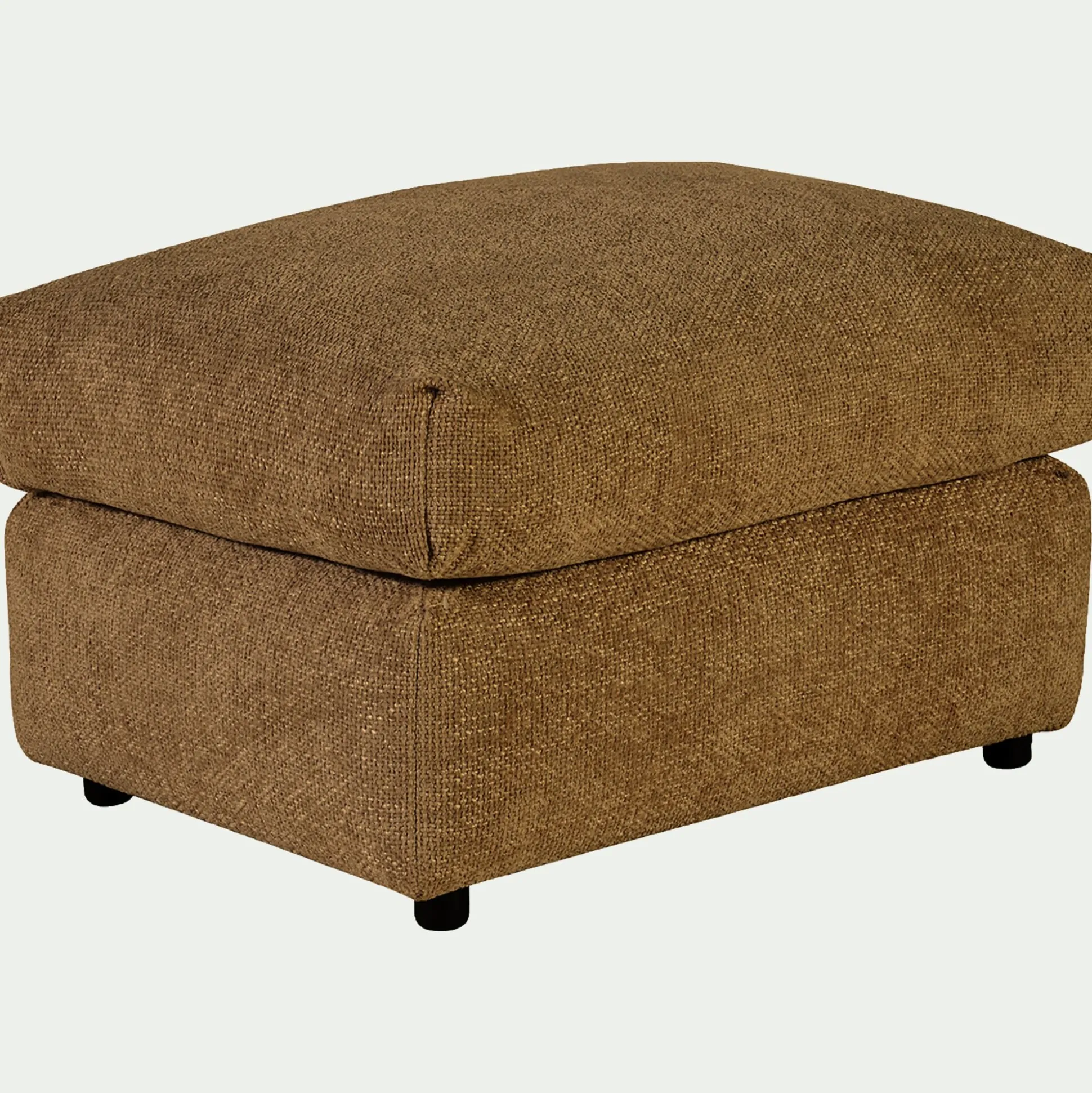 Pouf en tissu chenille - jaune argan
