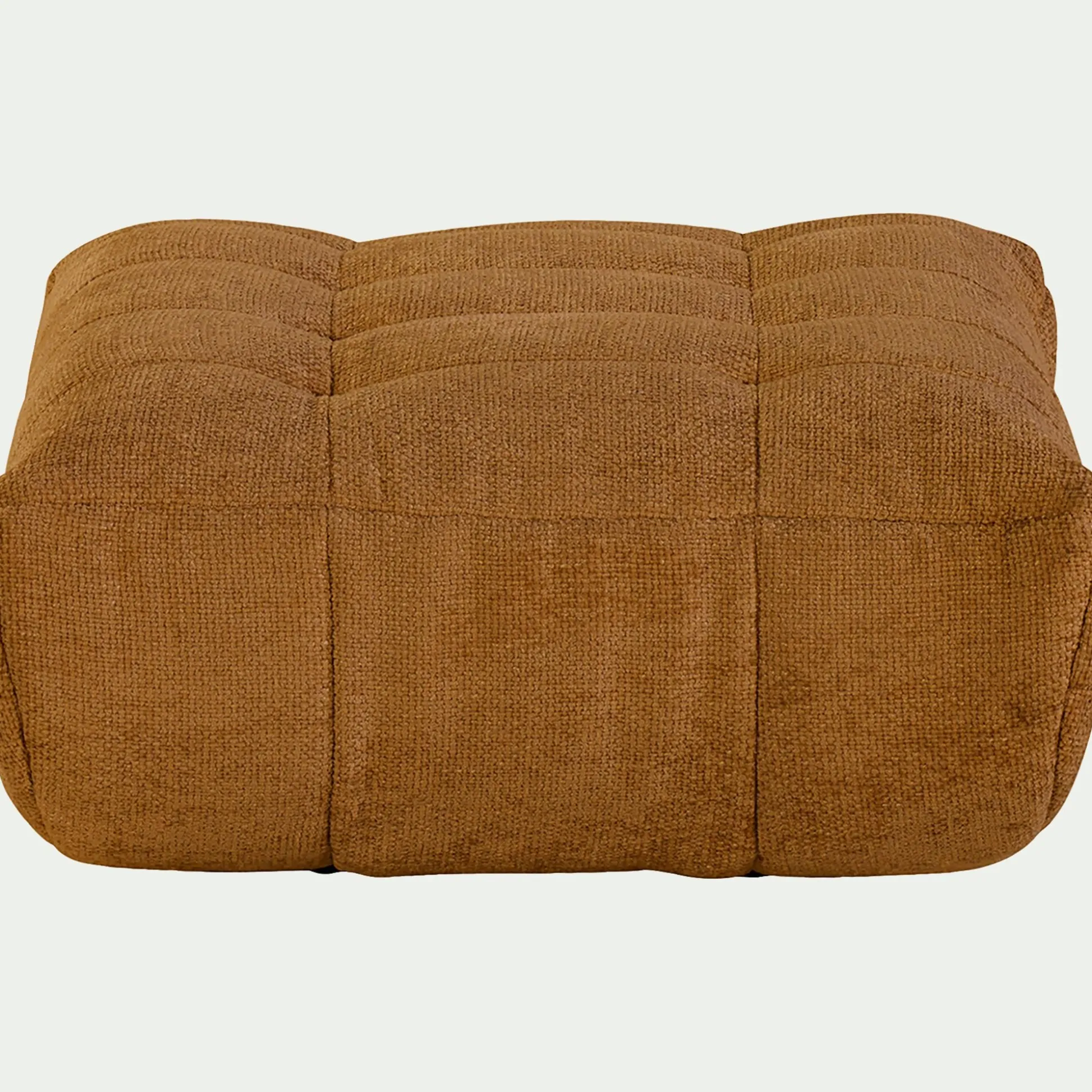 Pouf en tissu chenille - jaune argan
